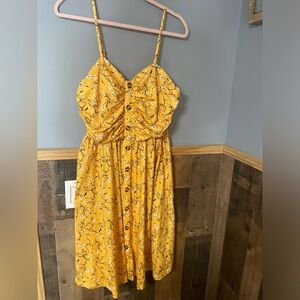 Yellow Floral Button-Down Dress buttons are for just looks
